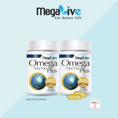MEGALIVE OMEGA 700/350 PLUS SOFTGELS 100'S X2