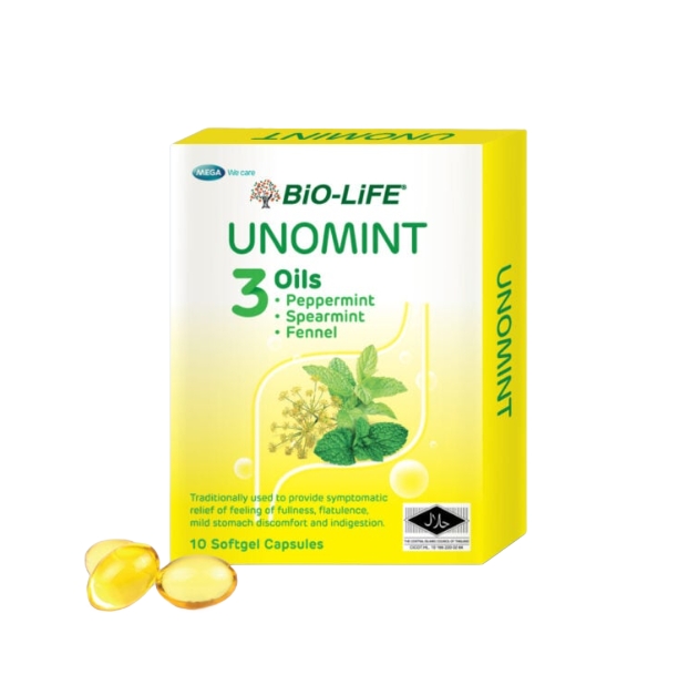 Bio-life Unomint Softgel Capsules 10's | Natural Relief for Bloating & Indigestion