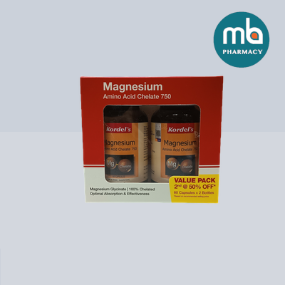 Kordel Magnesium Chelate 60's Capsules x2 Twin Pack
