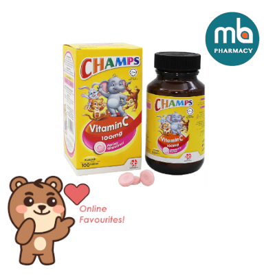 CHAMPS VITAMIN C STRAWBERRY CHEWABLE TABLET 100'S