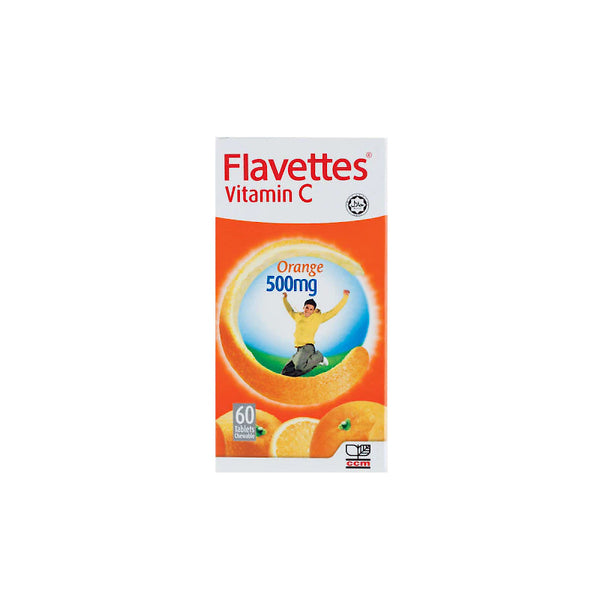 Flavettes Vitamin C 500mg Orange Chewable Tablets 60's