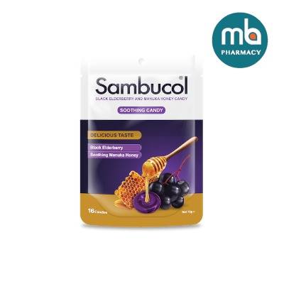 SAMBUCOL BLACK ELDERBERRY MANUKA HONEY CANDY 16'S