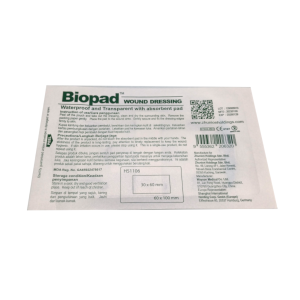 BIOPAD W/DRESS 6CM X 10CM 1'S