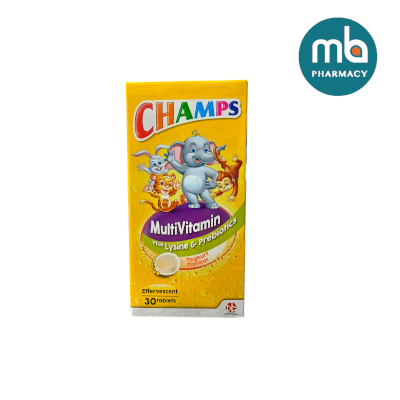 CHAMPS MULTIVITAMIN LYSINE PREBIOTIK EFF YOGHURT TABLET 30'S