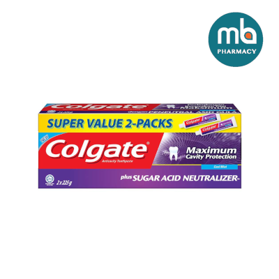 COLGATE SUGAR ACID NEUTRALISER COOL MINT TOOTHPASTE 225G X2 VALUE PACK