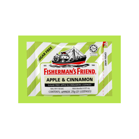 FISHERMAN'S FRIEND APPLE & CINNAMON FLAVOR SUGAR FREE 25G 1'S