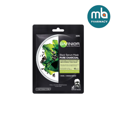 GARNIER PURE CHARCOAL BLACK SERUM MASK 1'S