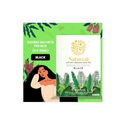 NATUREAL INSTANT ORGANIC HAIR DYE BLACK 2 X 25ML