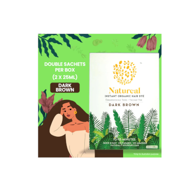 NATUREAL INSTANT ORGANIC HAIR DYE DARK BROWN 2 X 25ML