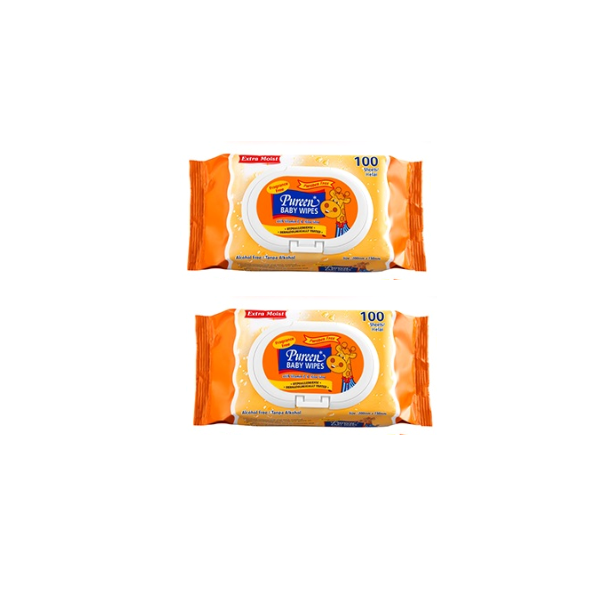 PUREEN BABY WIPES FRAGRANCE FREE 2X100'S