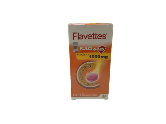 Flavettes Vitamin C Effervescent Tablet Passion Fruit Flavor 30's