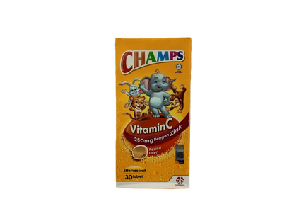 Champs Vitamin C Zinc Effervescent Tablets 30's