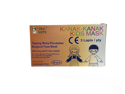 Pan-Mate Children Mask Individual Packed 3-ply 50's