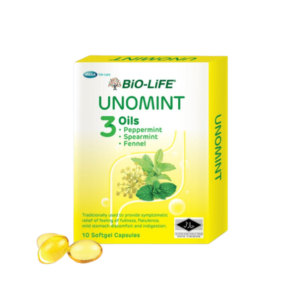 Bio-life Unomint Softgel Capsules 10's | Natural Relief for Bloating & Indigestion