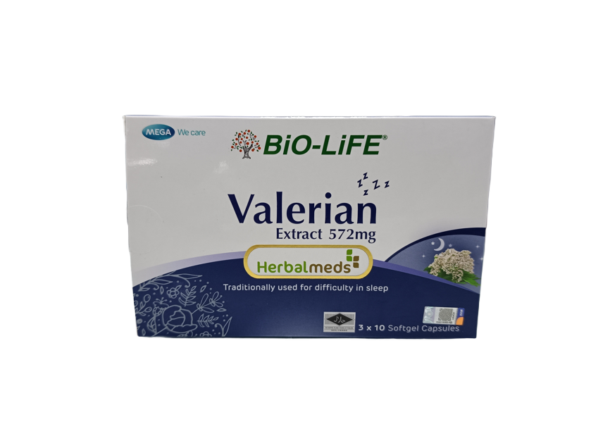 BIO-LIFE HERBALMEDS VALERIAN EXTRACT 572MG SOFTGEL CAPS 30'S