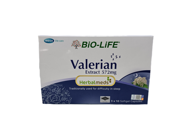 BIO-LIFE HERBALMEDS VALERIAN EXTRACT 572MG SOFTGEL CAPS 30'S