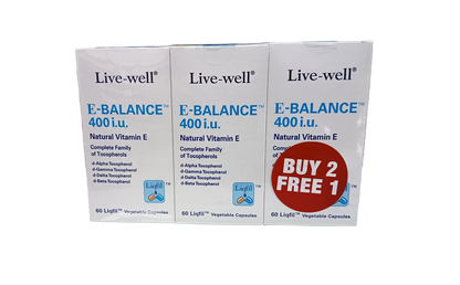 Live-Well E-Balance 400 i.u Vegecaps 60's x3 Value Pack