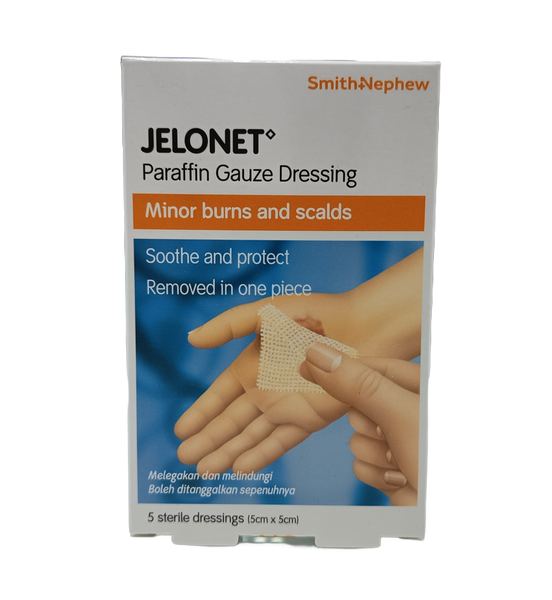 Smith & Nephew JELONET Paraffin Gauze Dressing  5cm x 5cm (5 Dressings)