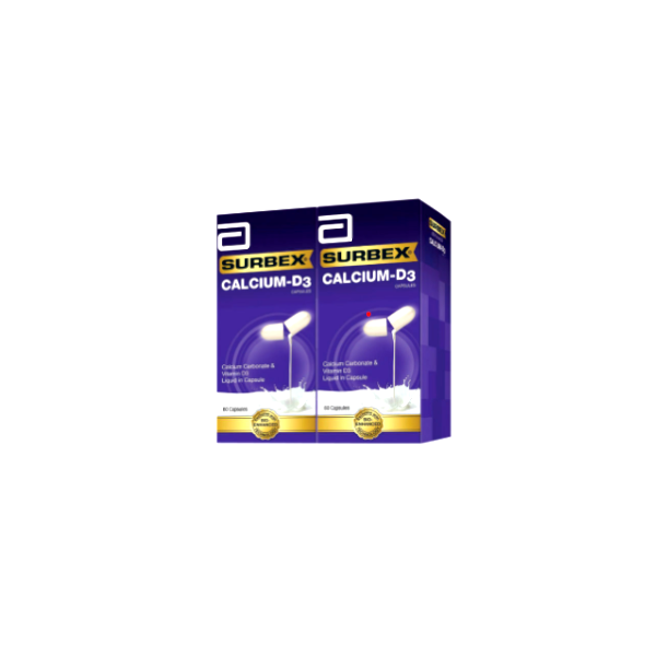 SURBEX CALCIUM-D3 CAPSULES 60'S X2
