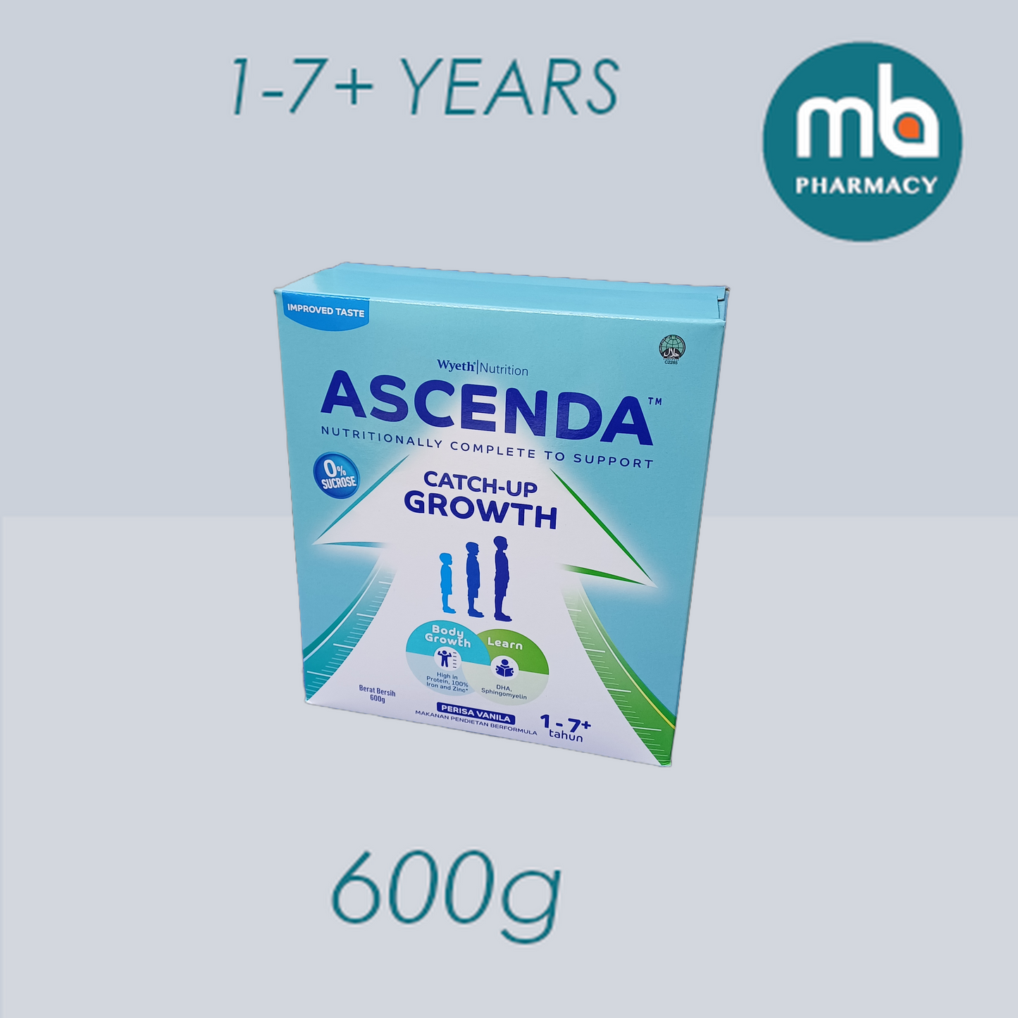 ASCENDA Catch-Up Growth Formula Milk 1 - 7+ YEARS 600g