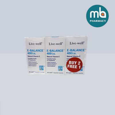 Live-Well E-Balance 400 i.u Vegecaps 60's x3 Value Pack