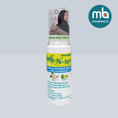 Total Image Smelly-No-More Calming Deodorant Spray 75ml | Natural Vanilla & Bergamot Scent for Sensitive Skin